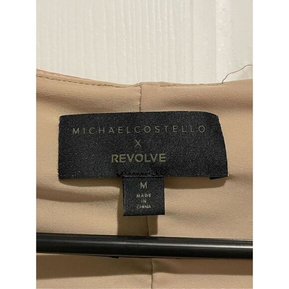 NWOT Michael Costello x REVOLVE Franky Mini Ruched Long Sleeve Nude Dress Medium - Picture 4 of 13